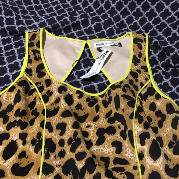 Nasty Gal X MINKPINK Women Lime Green Casual Dress Sz Small Leopard Cheetah - Picture 7 of 10